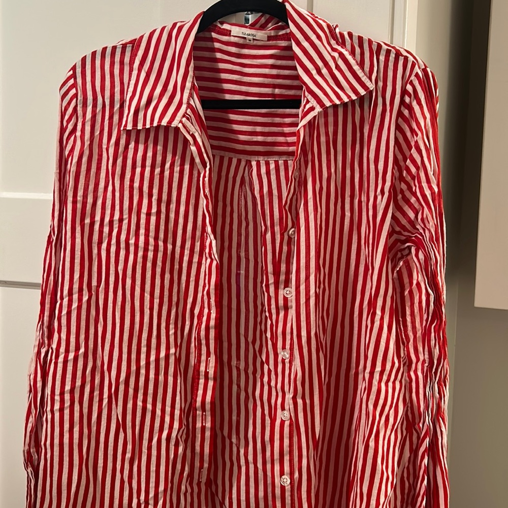 Tularosa stripped button down shirt with flared sleeves